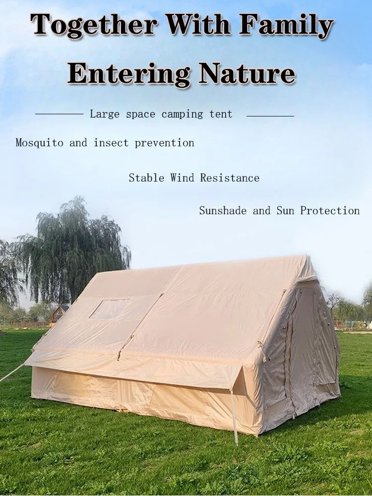 large camouflage floating camping air tent high pressure pvc skeleton a living big cube 4 man inflatable tent middle east