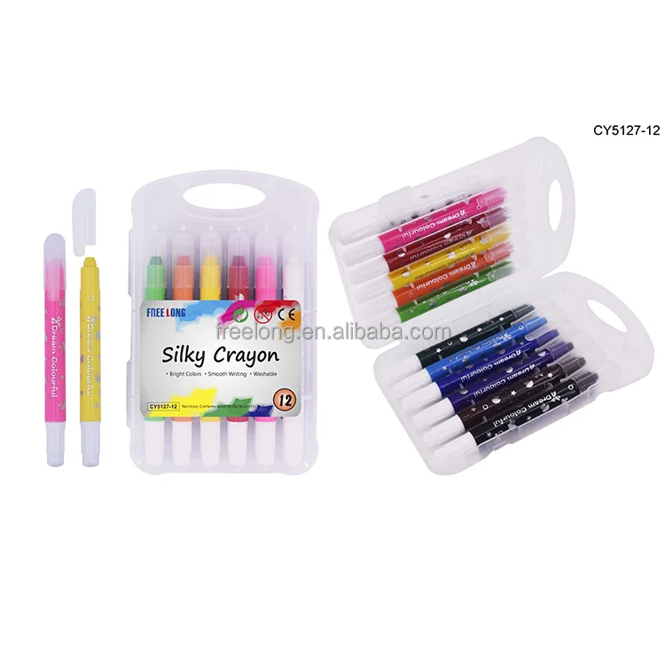 
Factory Supply Attractive Price Bulk Plastic 12 Colors Washable Crayons With Logo 