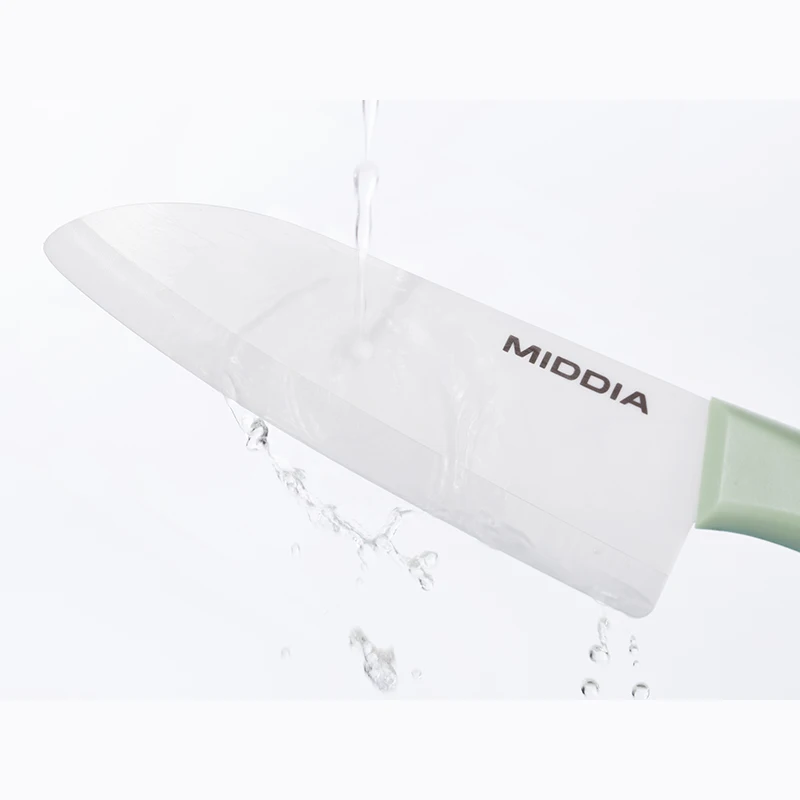 Santoku Knife White Blade Advanced Ceramic Kitchen Professional Chef Knives With Cover Sheath 5.5 Inch