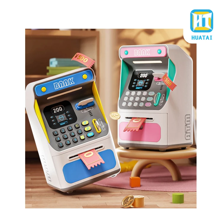 battery operated Fingerprint sensing face cognition password revised function ATM money save cashier simulation bank toy