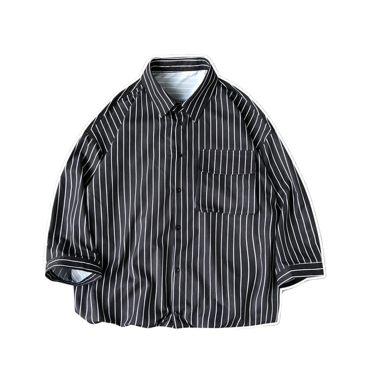 Wholesale Hot Sale Striped Overalls Loose Trendy Large Short-sleeved Shirt For Men