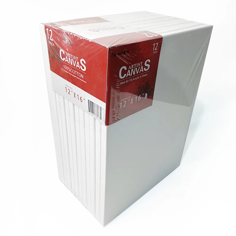 12*16inch 12pcs Packed  Blank Painting Canvas Primed 100% Cotton for Painting Art Media Canvases