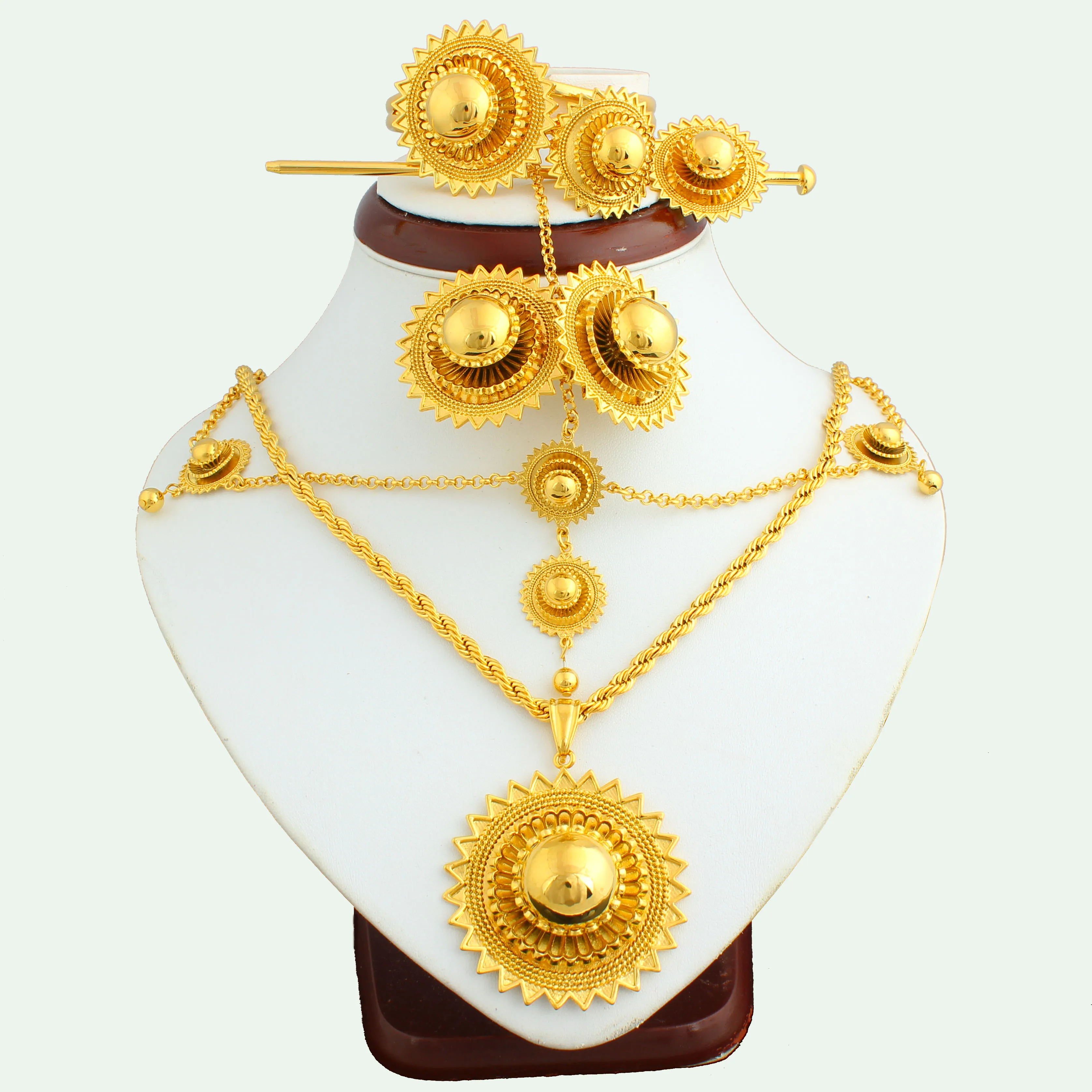JT Модный золотой Ювелирный Комплект покрытый 18k золотые ювелирные изделия Золотое колье/браслет/серьги