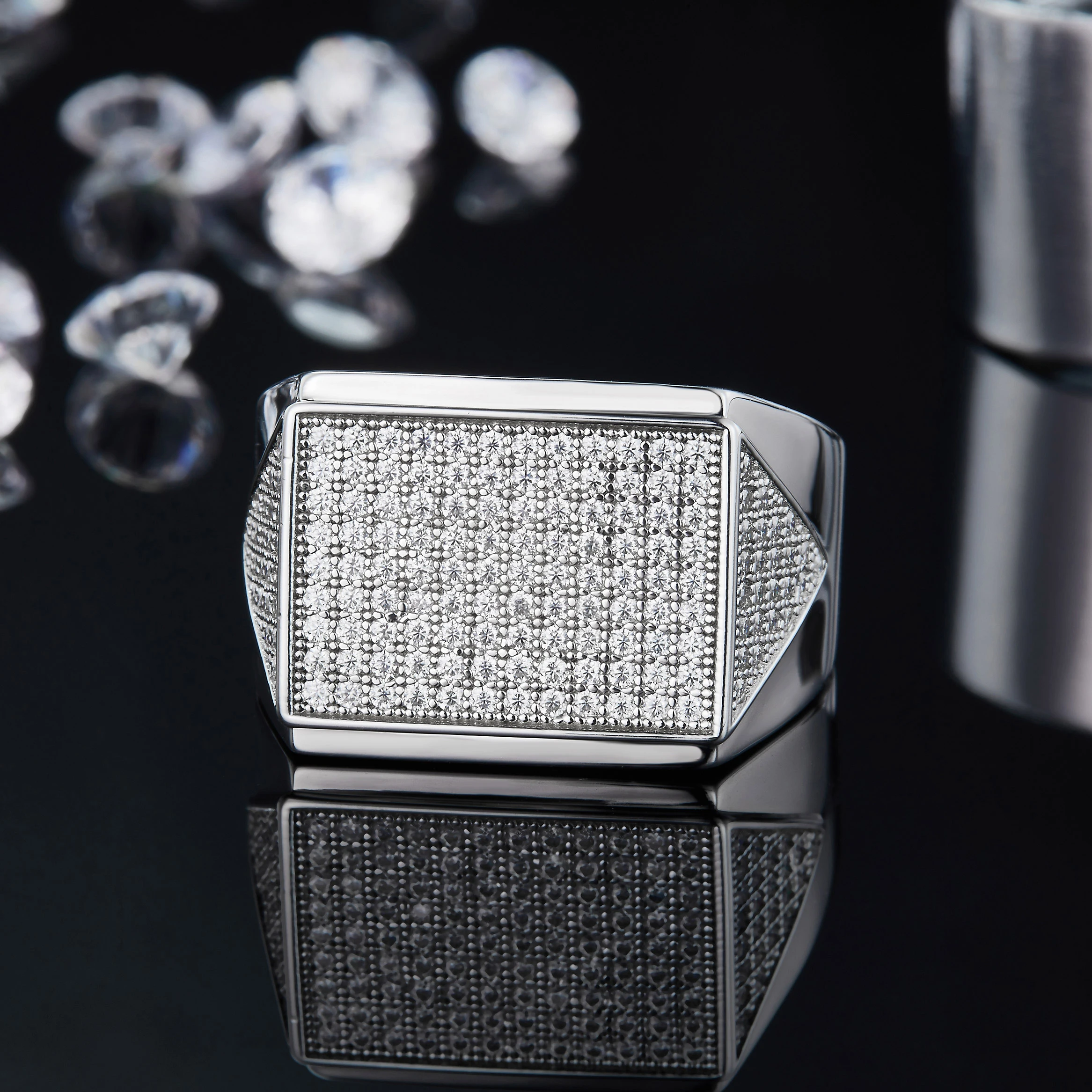 Large Production Capacity Mens Hiphop Ring Jewellery Wholesale OEM/ODM Diamond Moissanite Ring Men Rings