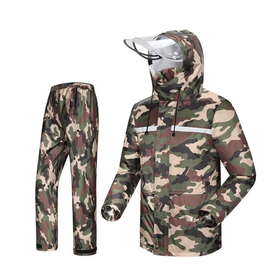 Motorcycle Rain Suit Men Reflective Motocross Waterproof Rain Gear Jacket Coat with Pant for Adult Cycling Riding