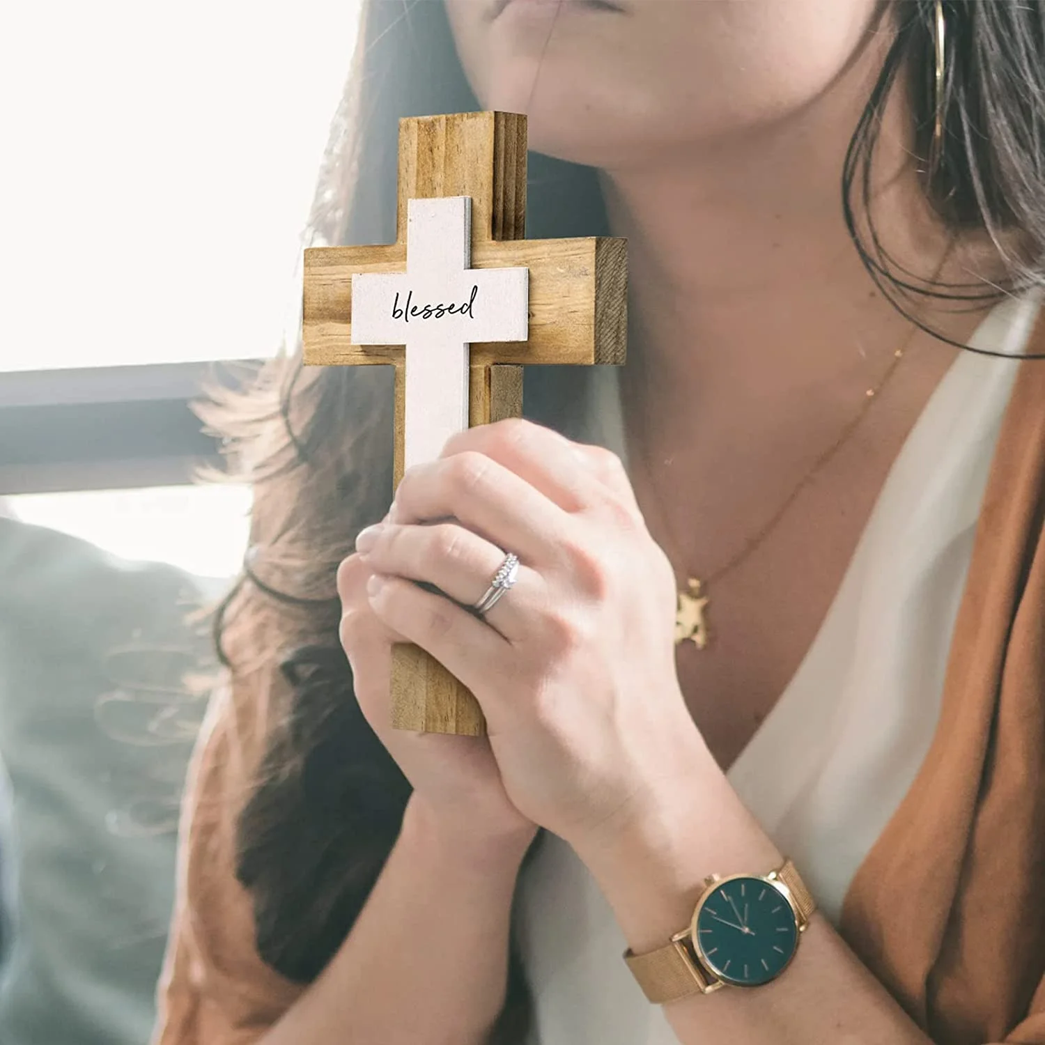 jesus cross wood, natural handmade wall wooden religious christian cross with blessing design church home decor wooden crucifix