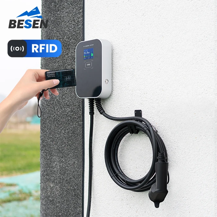 BESEN 22kW RFID EV Wallbox 32A Electric Car Charger Station with IEC62196 Type2 Charging Plug