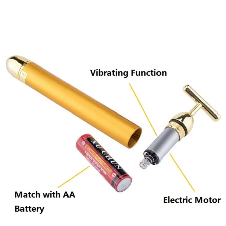 2023 Hot Selling 24K Gold T Face Electric Face Lift Roller Vibrating Gold Energy Beauty Bar