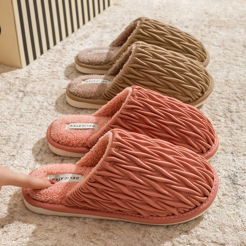 Cotton Slippers For Ladies Winter Spring And Autumn Indoor Warm Non-slip Home Closed Toe Soft Plush For Couples-from Cixi