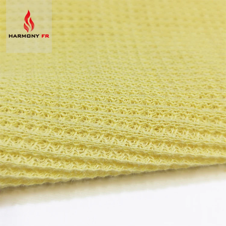 NFPA2112 6.8oz Inherent Anti-Slip Yellow Aramid1414 Flame Resistant 100% Para Aramid Waffle Fabric