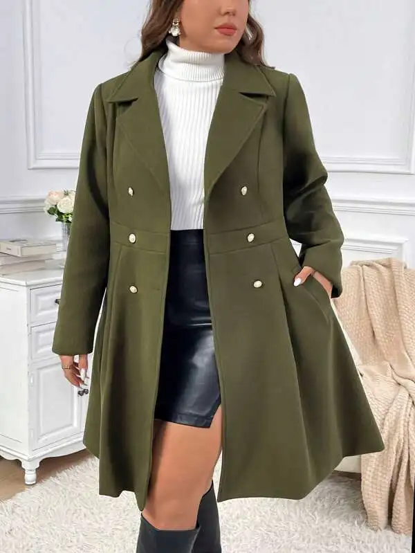 Autumn Winter Coats Women 2024 Fashion Slim Vintage Double-Breasted Jackets Women Elegant Long Warm Blazers