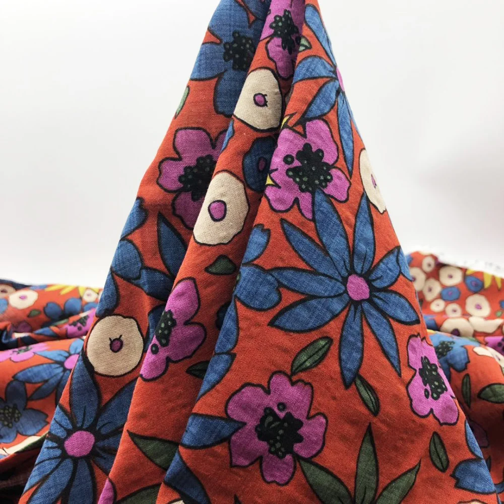 
100% rayon cartoon color plant flower print, new dress , home textile , sofa fabric Factory direct sale, spot wholesale 