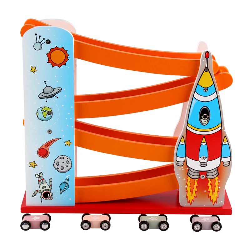 Деревянный гоночной трассе игрушки fun вагон классическая игрушка деревянный быстрая гоночный автомобиль 4 мини Детский подарок