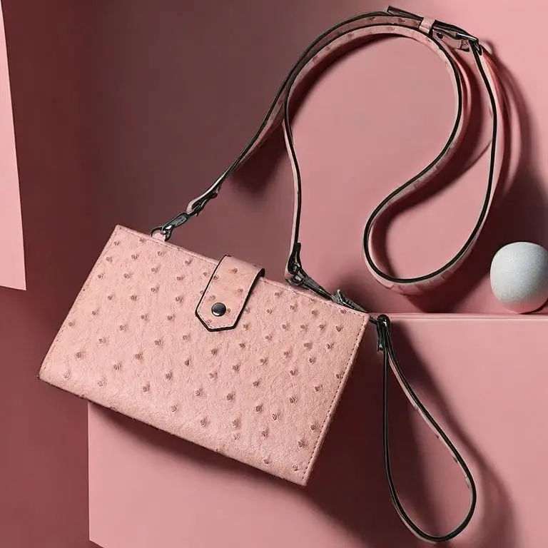 Women Leather Travel Shoulder Phone Bag Dating Phone Wallet Travel Holder Shopping Wallet 19*10*2 Cm with Pen Business