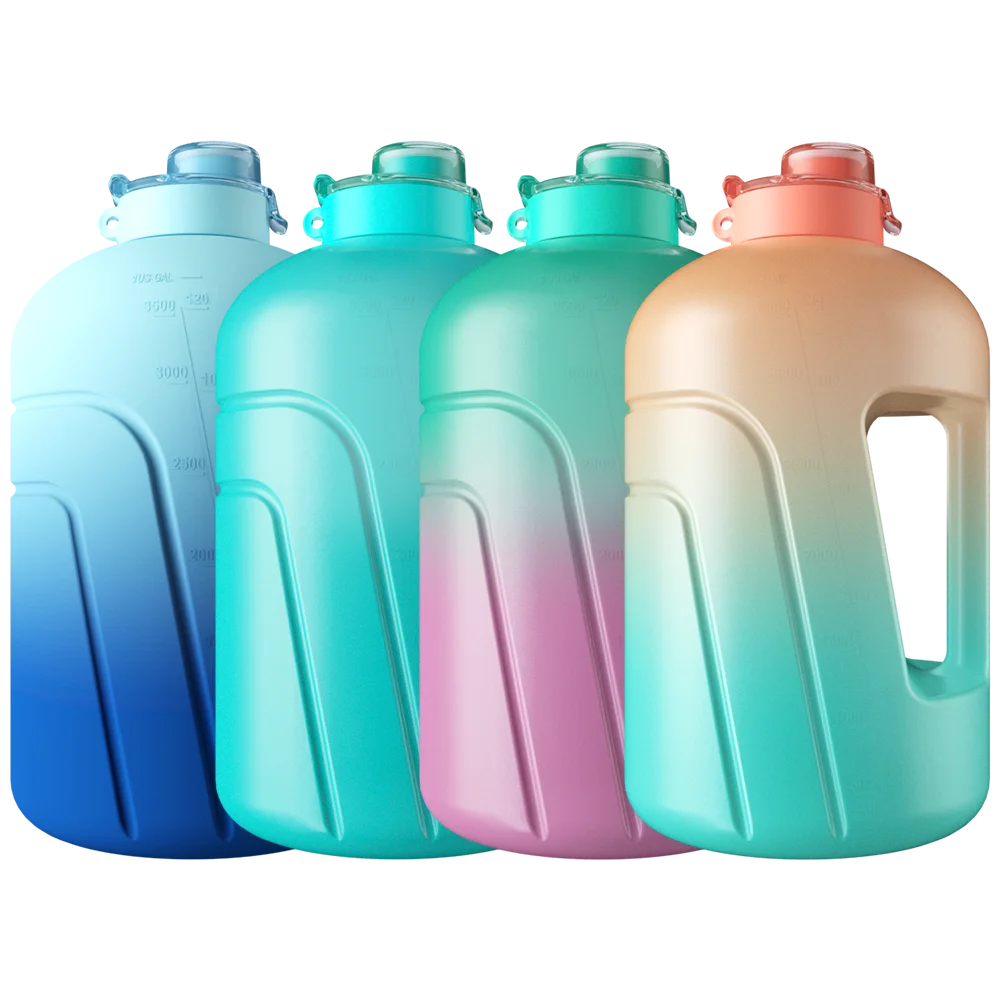Горячая Распродажа тренажерный зал большой емкости пластиковые мотивационные бутылки для воды объемом 1 галлон л с пользовательским логотипом