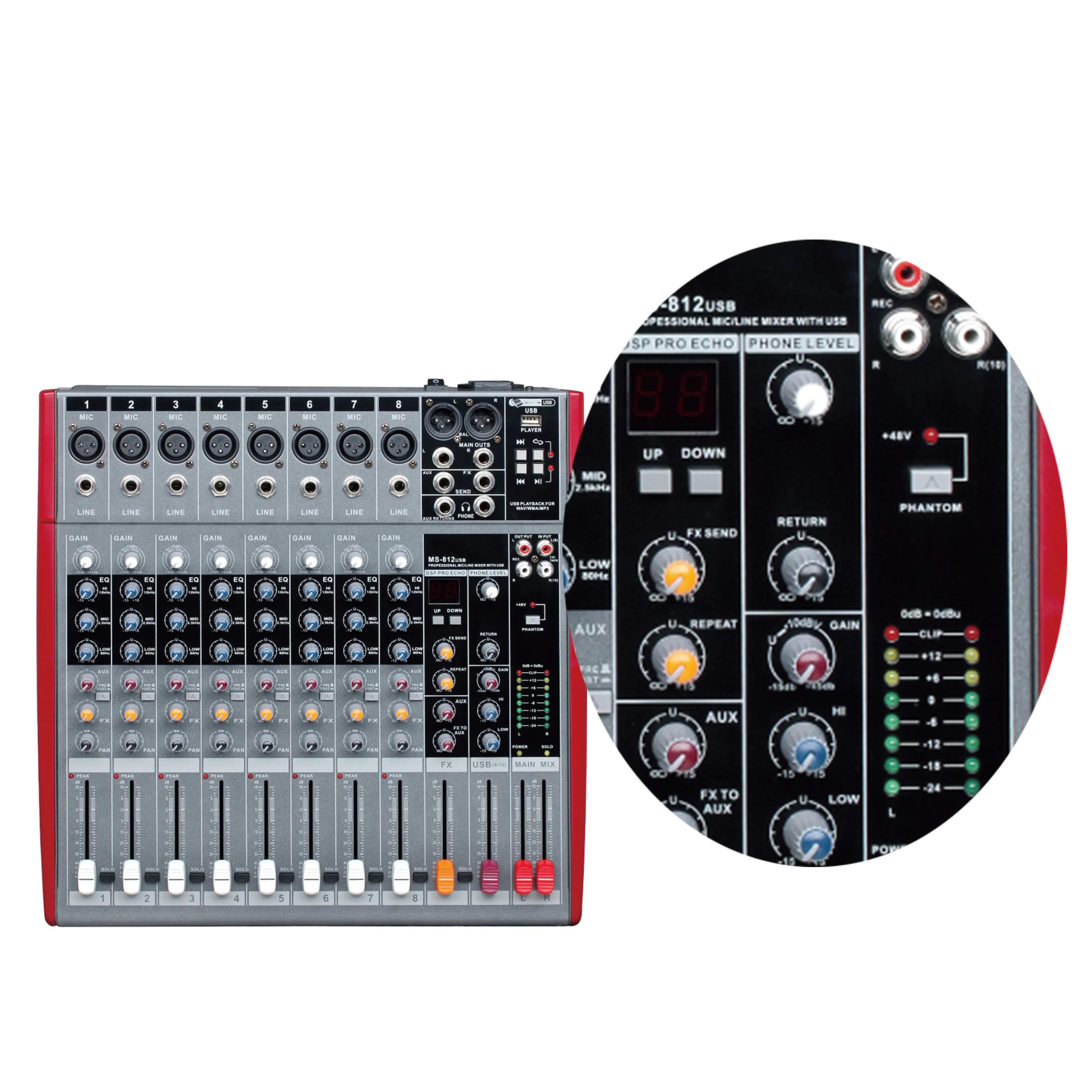 High quality Professional Digital Audio dj 8 Channel Power Mixer for PA System