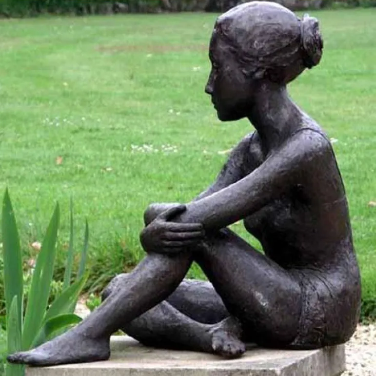 New Modern art decoration live -action big and small metal standing beautiful girl nude statue bronze sexy woman sculpture