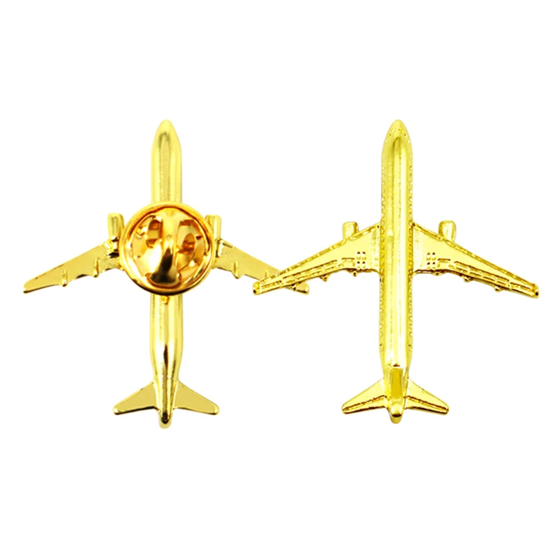 Oem Metal Crafts Professional Manufacturer Aircraft Lapel Pin Badge Custom 3D Metal Gold Security Airplane Badge Lapel Pin