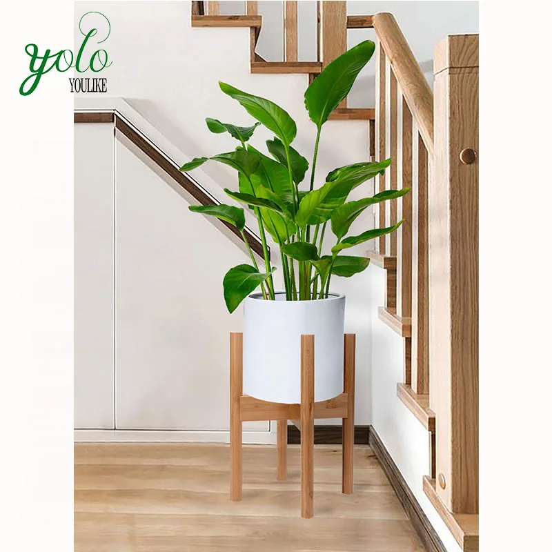 8' to 12' Bamboo Wood Foldable And Adjustable Plant Stand For Indoor And Outdoor Plant Pots