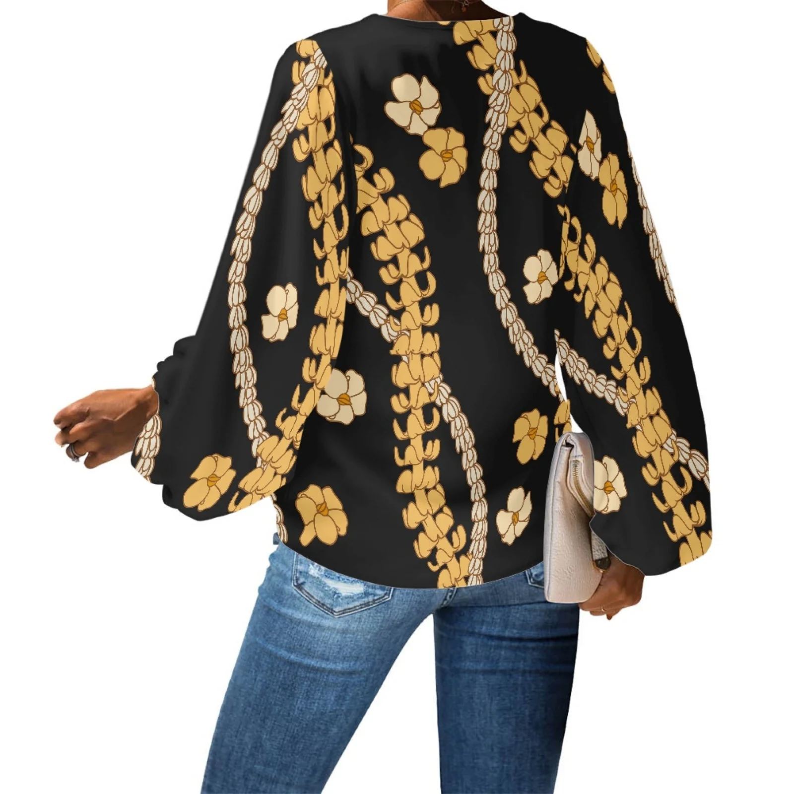 Polynesian Tribal Custom Fashion Hawaiian Floral Print Casual Designs Chiffon Blouse Tops Summer Long Sleeves Blouses for Women