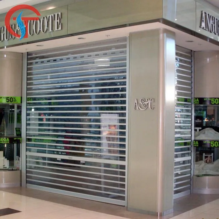 Transparent polycarbonate rolling shutter door,commercial roll up door