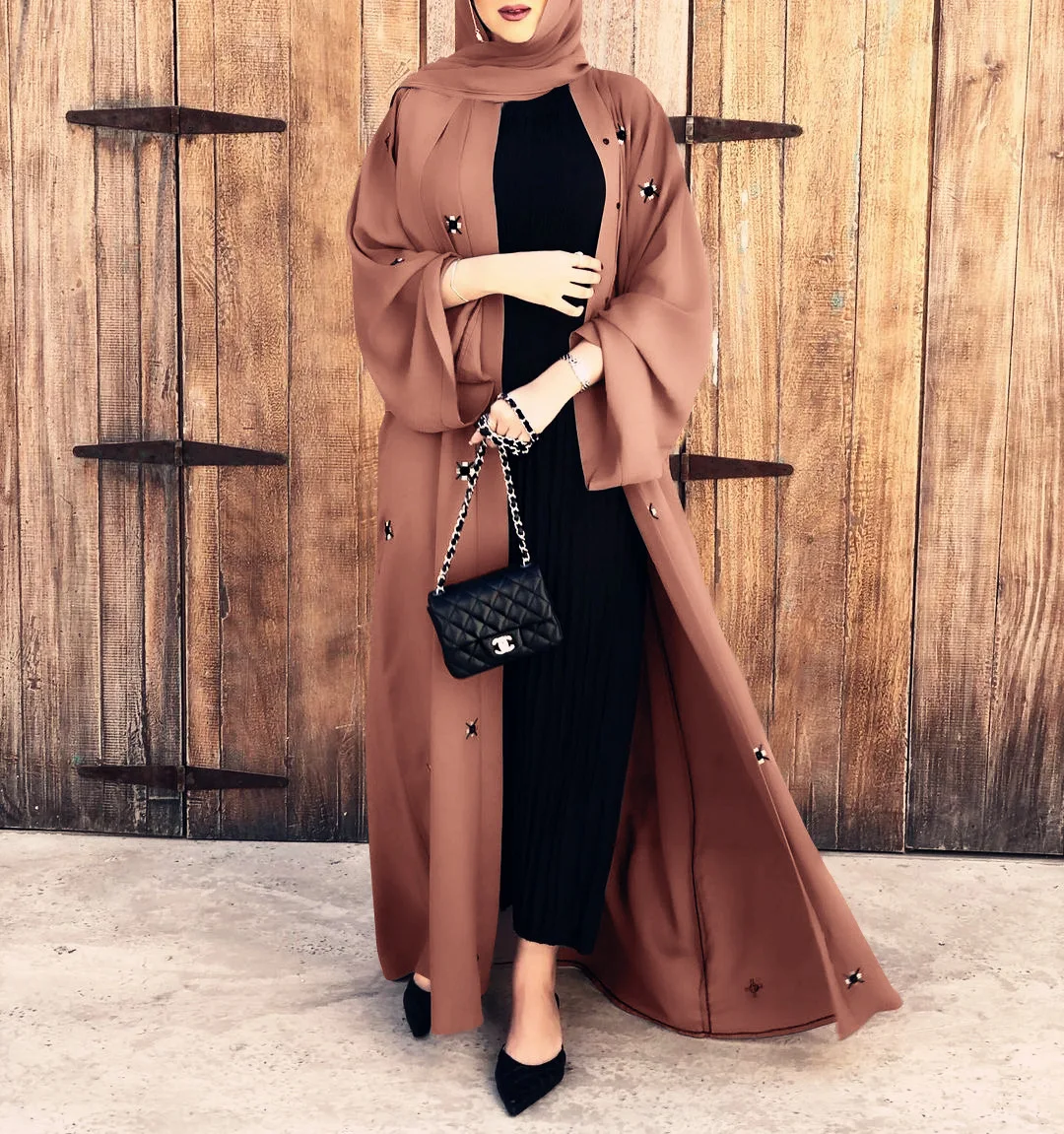Woman 2021 maxi abaya Middlle East Dubai woman abaya Women Muslim long sleeve Dresses Plain Color