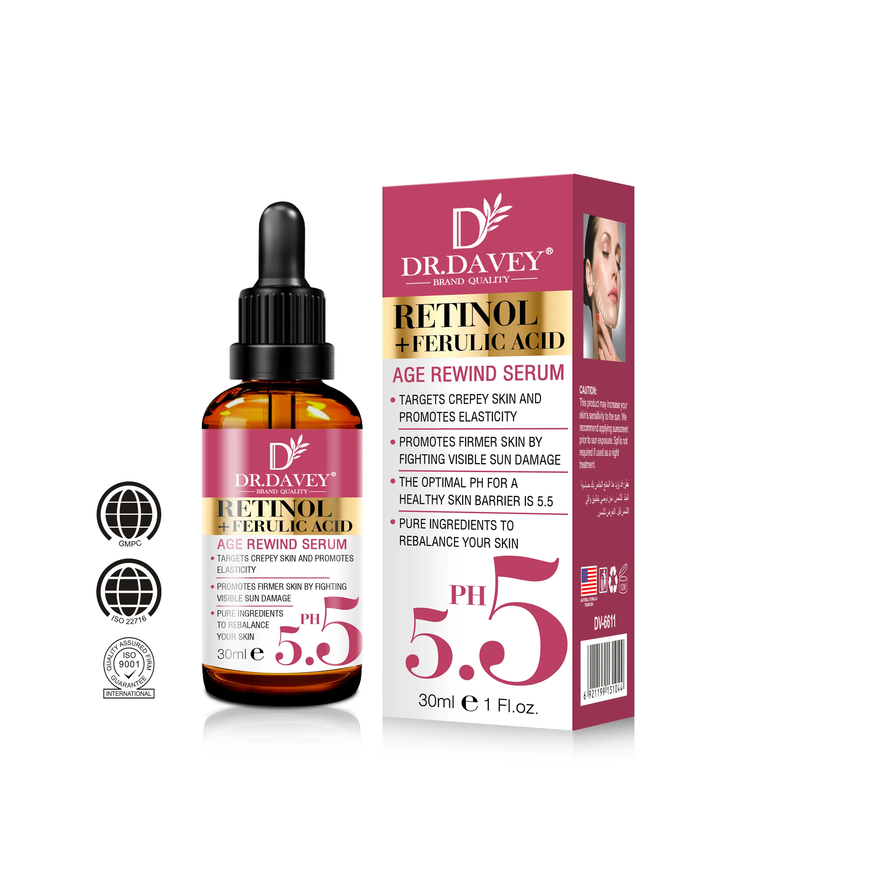DR.DAVEY Collagen+Peptides Serum Whitening Serum Anti Wrinkle Firm Tighten Reduce Spots Brightening OEM private label