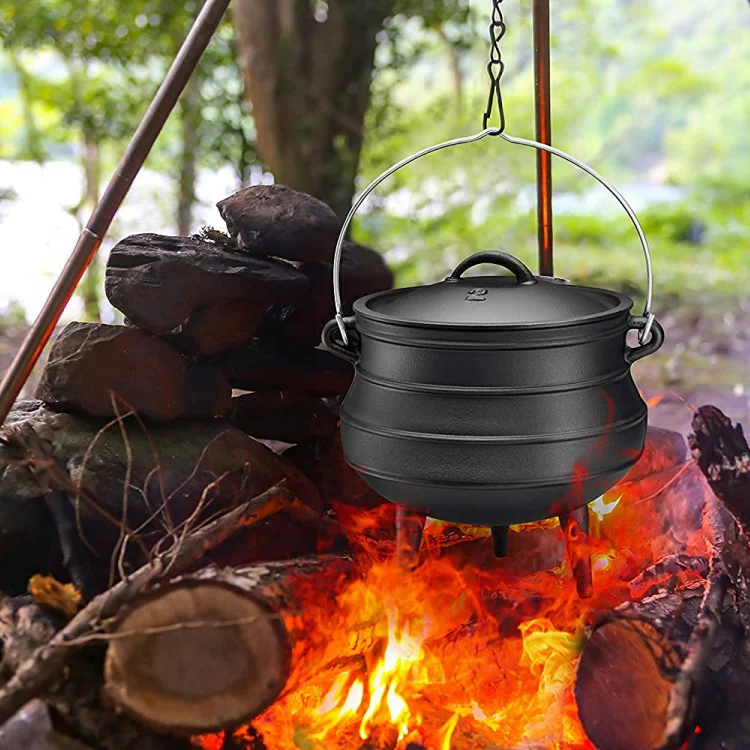Wholesale Pre-seasoned 3 Legged Cast Iron Cauldron Potjie Pot South African Cooking Soup Stock Pot