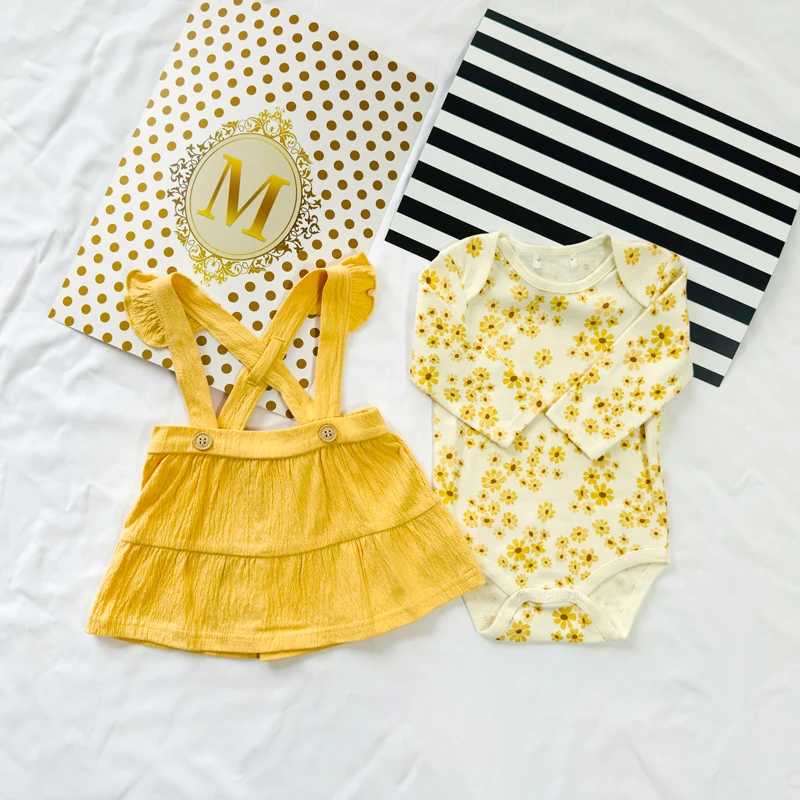 OEM New girls retro skirt 2-piece newborn clothes set Baby Girls Rompers Jumpsuit Infant Toddler girl Clothes