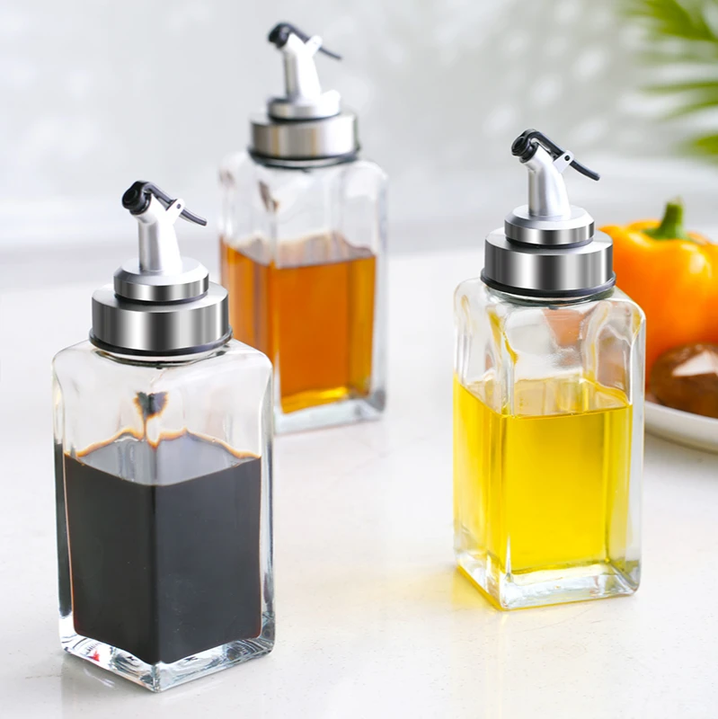 320ml glass square oil can kitchen accessories leak proof bottle vinegar bottle