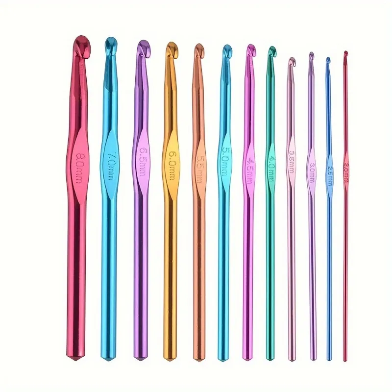 14pcs/set Color Alumina Single Head Crochet DIY Knitting Tool Crochet Set Crochet Sweater Needle