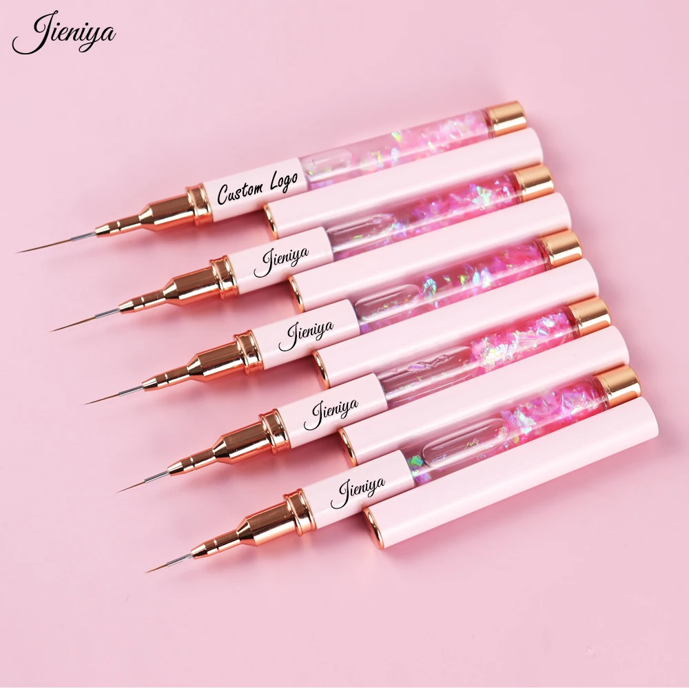 Liquid Pink handle Manicure Tool Wholesale Painting Drawing Nail Liner Brush Painting Flower Pen Striping brush Nail Art Brush