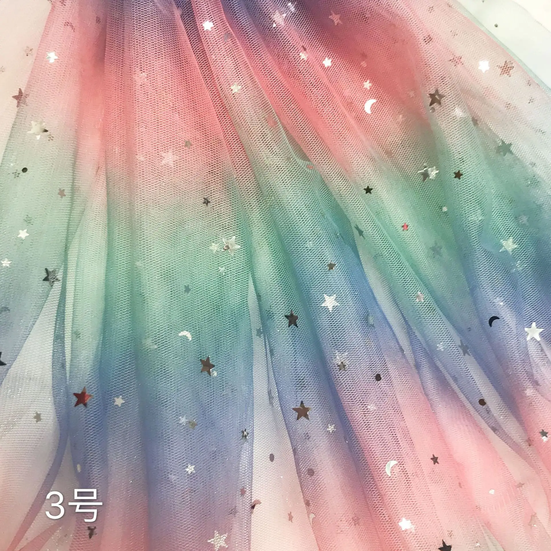 
Sequin rainbow tulle colorful mesh tulle rolls for girl skirt 