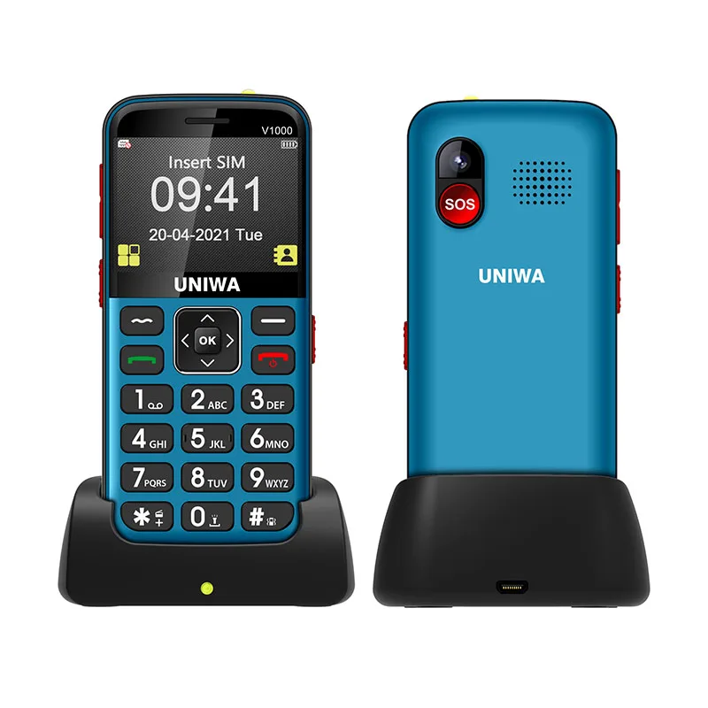 Слуховой аппарат совместимый с Global 3G WCDMA America 4G Bands SOS специальная зарядная док-станция большими буквами мобильный телефон UNIWA V1000 для пожилых людей