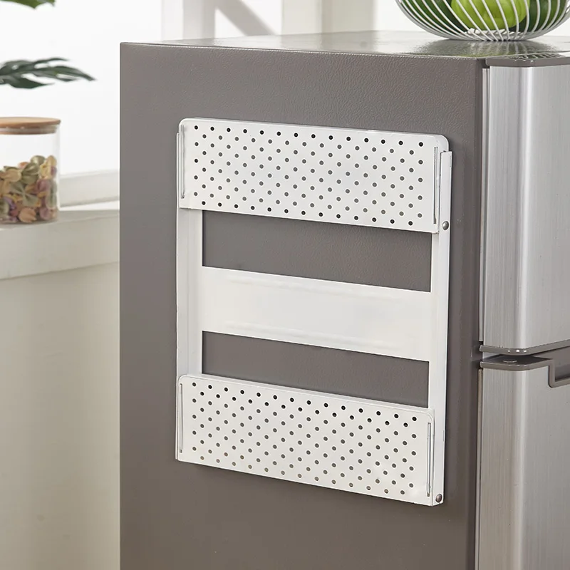 Household Space Saving Iron Magnetic Spice Rack Spice Storage Fridge Magnetic Shelf Refrigerator Side Shelf for kitchen