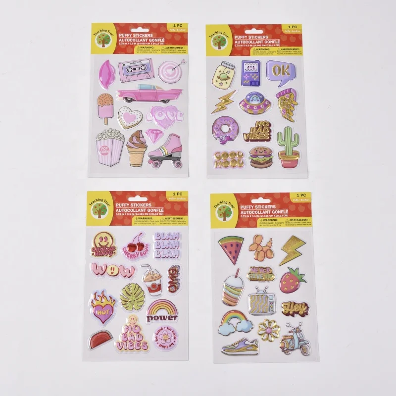 Cute Fancy Design PVC puffy sticker laptop mac decorative 3D stickers 1PK  hote sale 3D puffy stickers for teenager  scrapbook