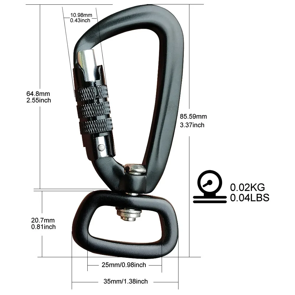 2023 Multifunctional D-Type Swivel Locking Carabiner, Rotating Carabiner Hook Clip for Dog Leash, Hammock, Camping, Hiking