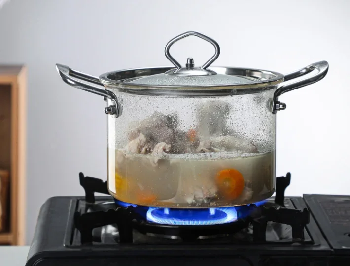 Top Seller Kitchen Accessories Handmade High Borosilicate Glass Pot With Ss Handle friendly Glass