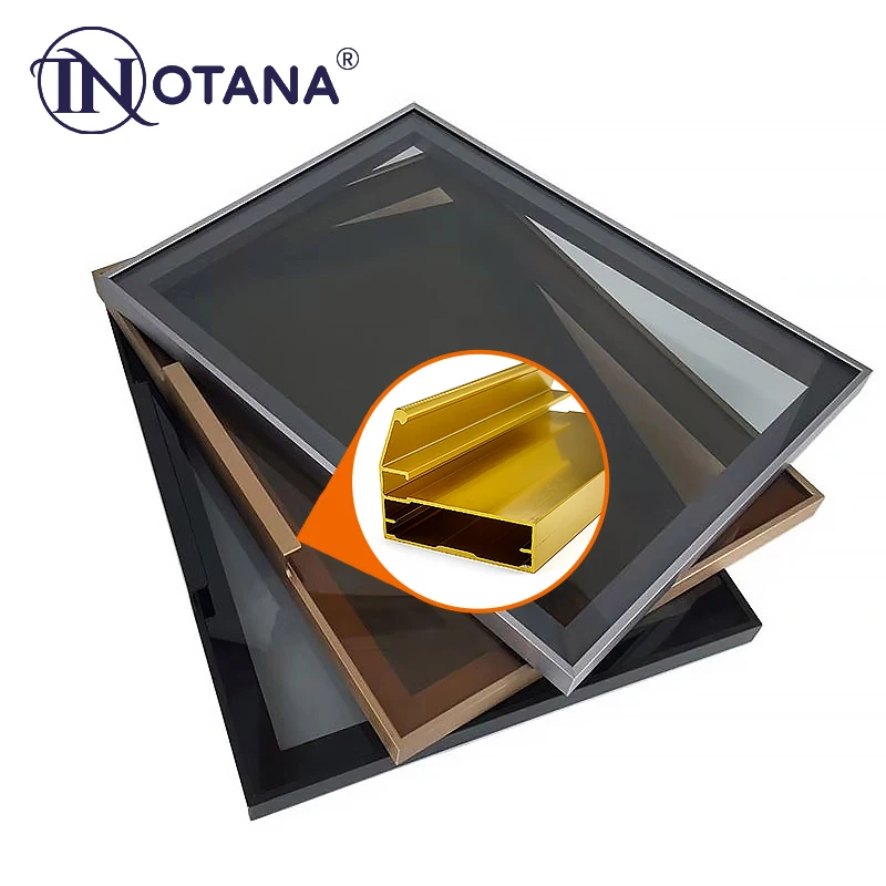 Aluminum furniture decoration profiles 6063 extruded aluminum profiles anodized gold cabinet glass frame