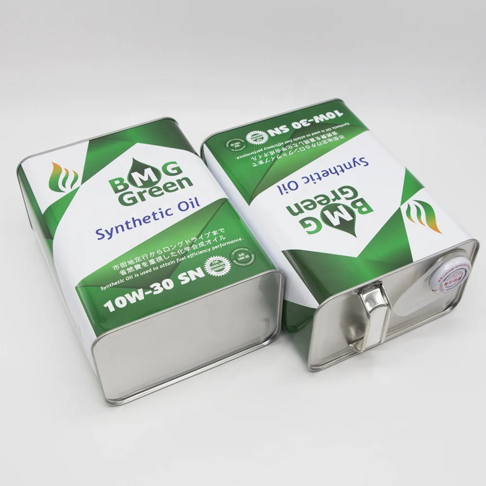 Custom 4 liter f-style tin can with metal lid empty engine oil tin can for chemicals lubricant