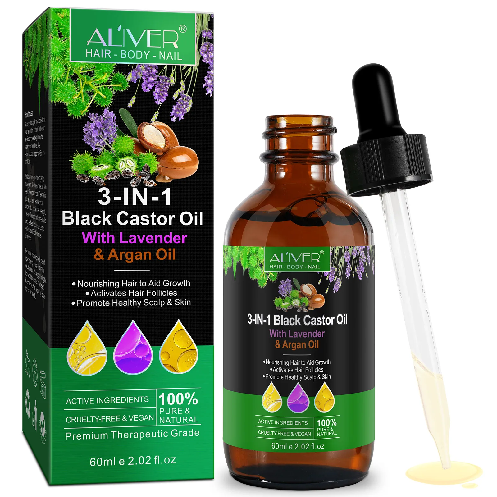 Wholesale Price Premium Hair Repair Black Castor Argan Oil Pure Natural Organic Lavender Essential Oil for Body Massage