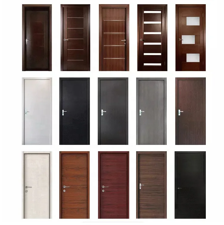 Minimalist plate solid wood door flat light bright glass solid wood door can be installed smart lock
