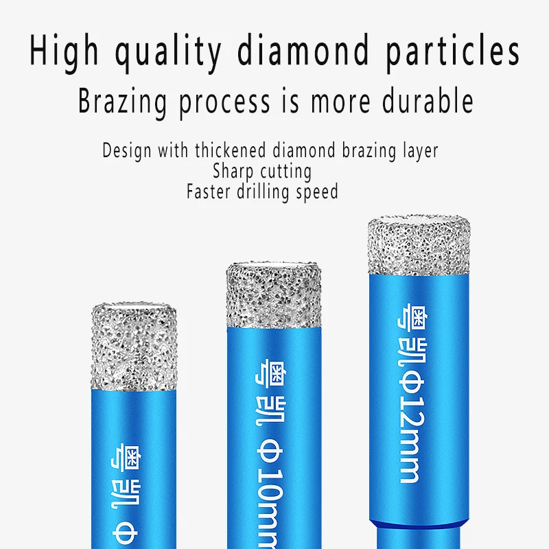 Blue diamond multi-function drilling bit tile marble glass perforator brazing dry bit