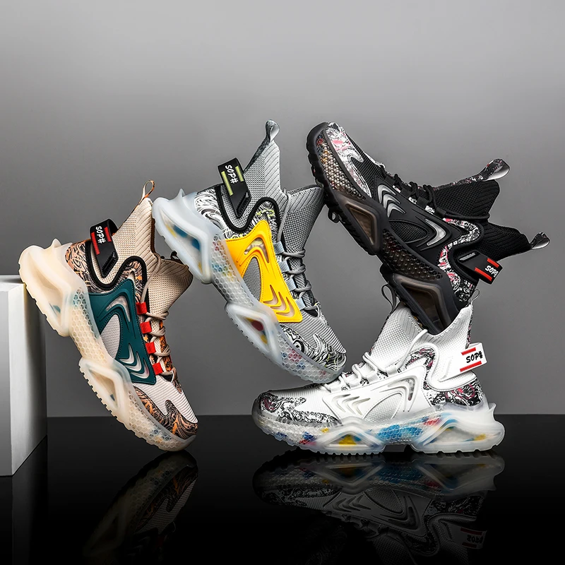 High Top Custom Fashion Black Men Popular High Top Brand Sport Casual Shoes Fashion Sneaker Men Running Shoe