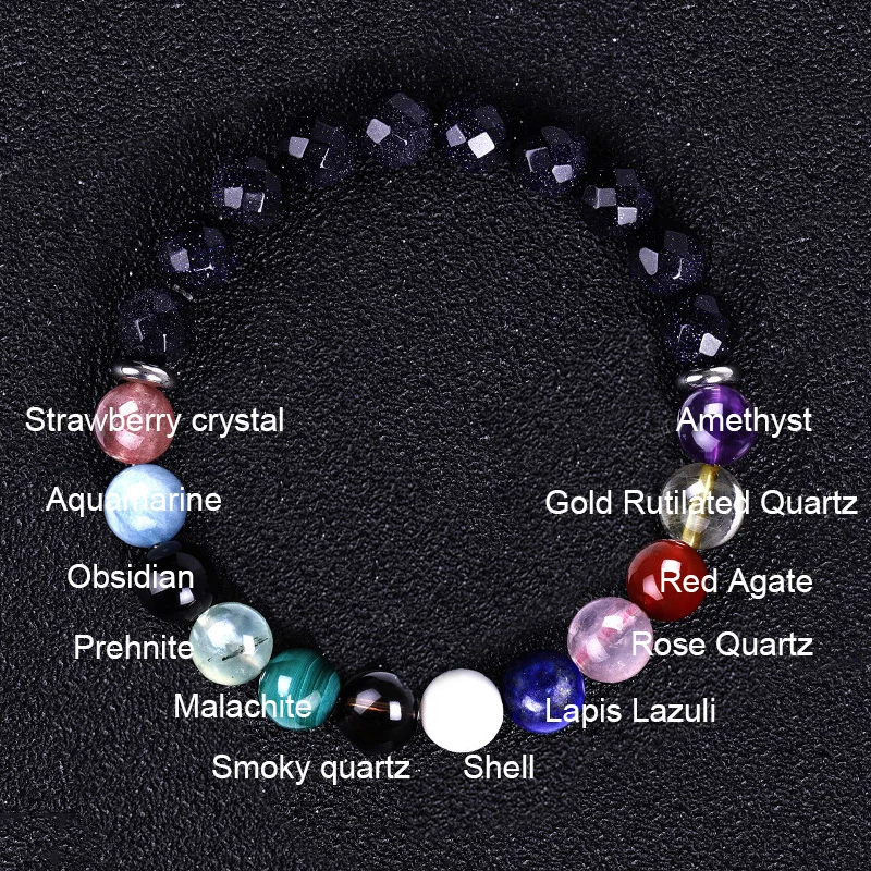 Natural Blue Sandstone Beaded Bracelets 12 Zodiac Signs Couple Bracelet Men Elastic Bracelets For Women Jewelry