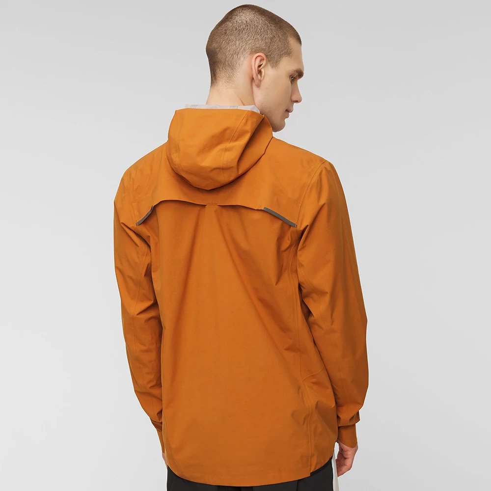 New Design Orange Waterproof Half-Zip Short Front Fastening Straight Hem Slouchy Men Hood Custom Windbreaker
