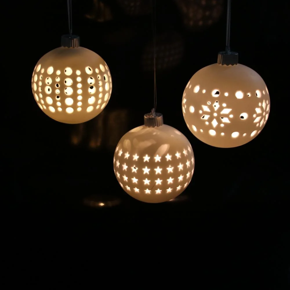 Porcelain Christmas Ball With LED Holiday Decoration for Tree Ornament