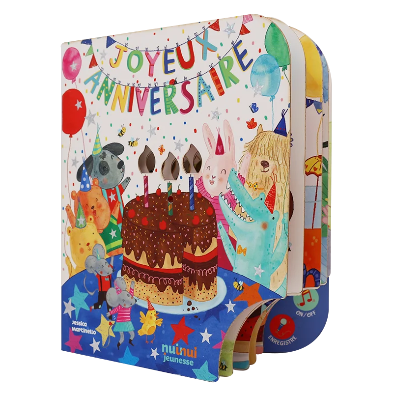 Low MOQ baby early educational children music book sound board book customize voice board book for learning