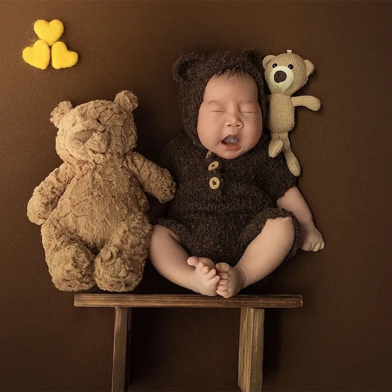 Newborn newborn photography props 100 days baby photo hand bench newborn photo creative handmade wooden stool