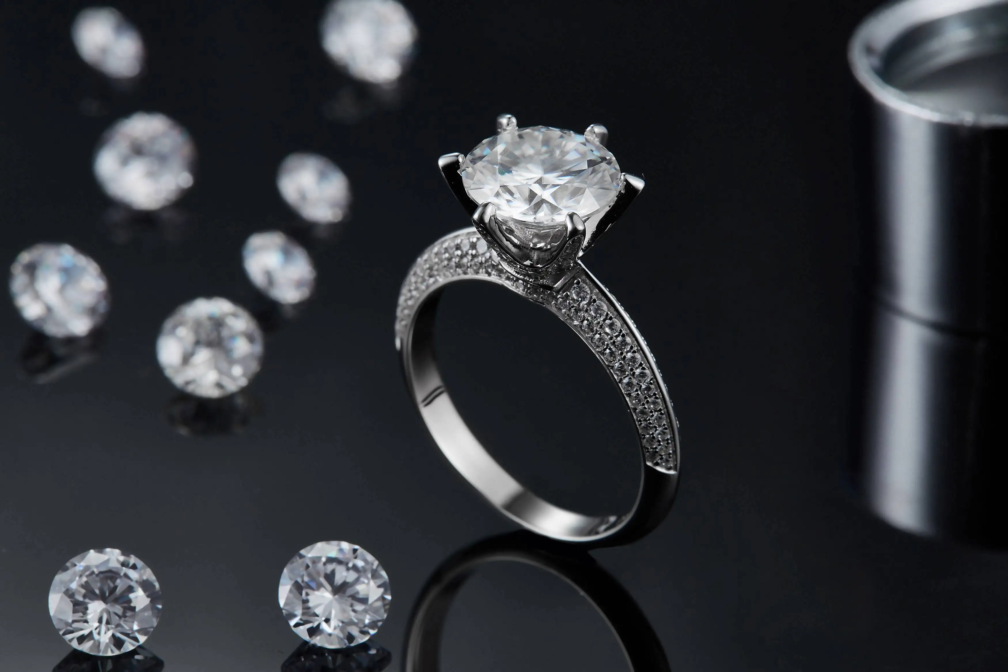 High Quality Fashion Women Luxury Fine Jewelry 3ct 3.0ct 3 Carat 9mm Moissanite S925 Sterling Silver Wedding Engagement Rings